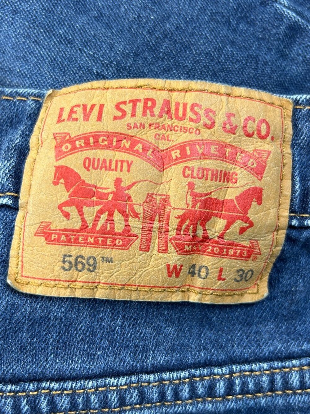 Levis 569 Relaxed Straight Jeans Mens Size 40x30 Blue Denim Medium Wash Cotton